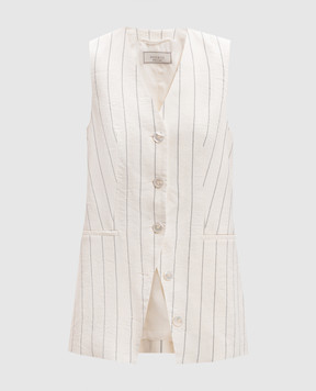 Peserico White striped linen vest S0300501250