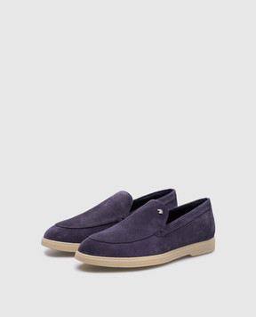Stefano Ricci Purple suede loafers with logo patch UC62G2328SDP