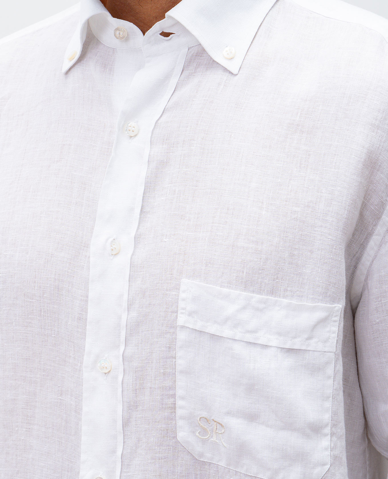 

White linen shirt with monogram logo Stefano Ricci