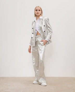 Brunello Cucinelli Silver pants with linen ML155P8538