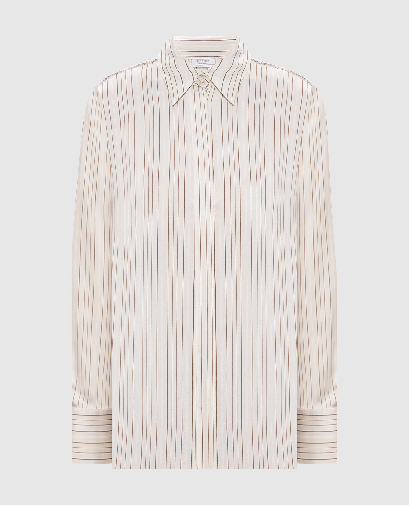 Beige striped silk shirt Peserico