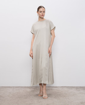 Peserico Gray midi dress with monil chain A0221006638