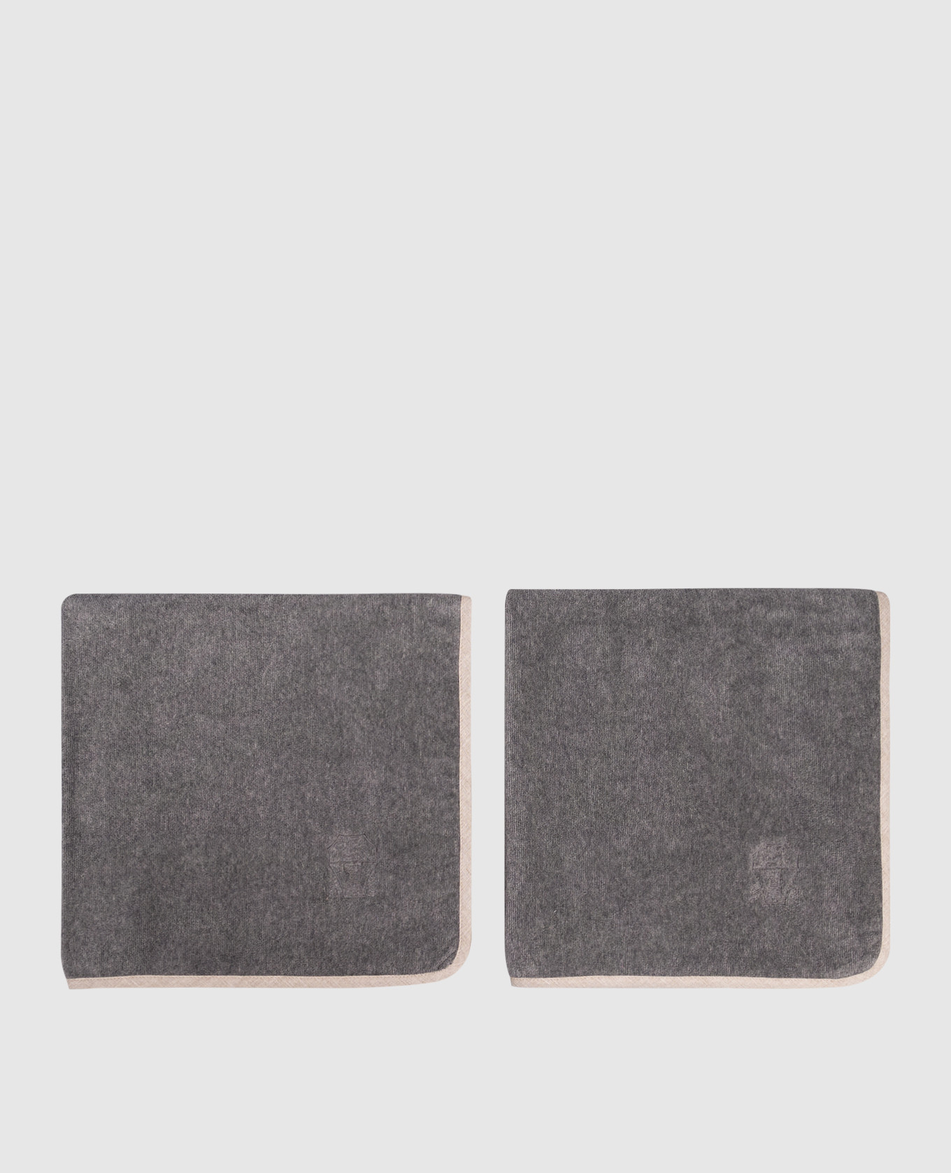 

Set of gray terry towels with logo emblem Brunello Cucinelli, Grey