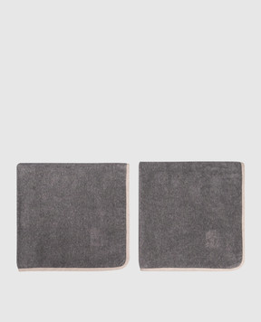 Brunello Cucinelli Set of gray terry towels with logo emblem MLB925155