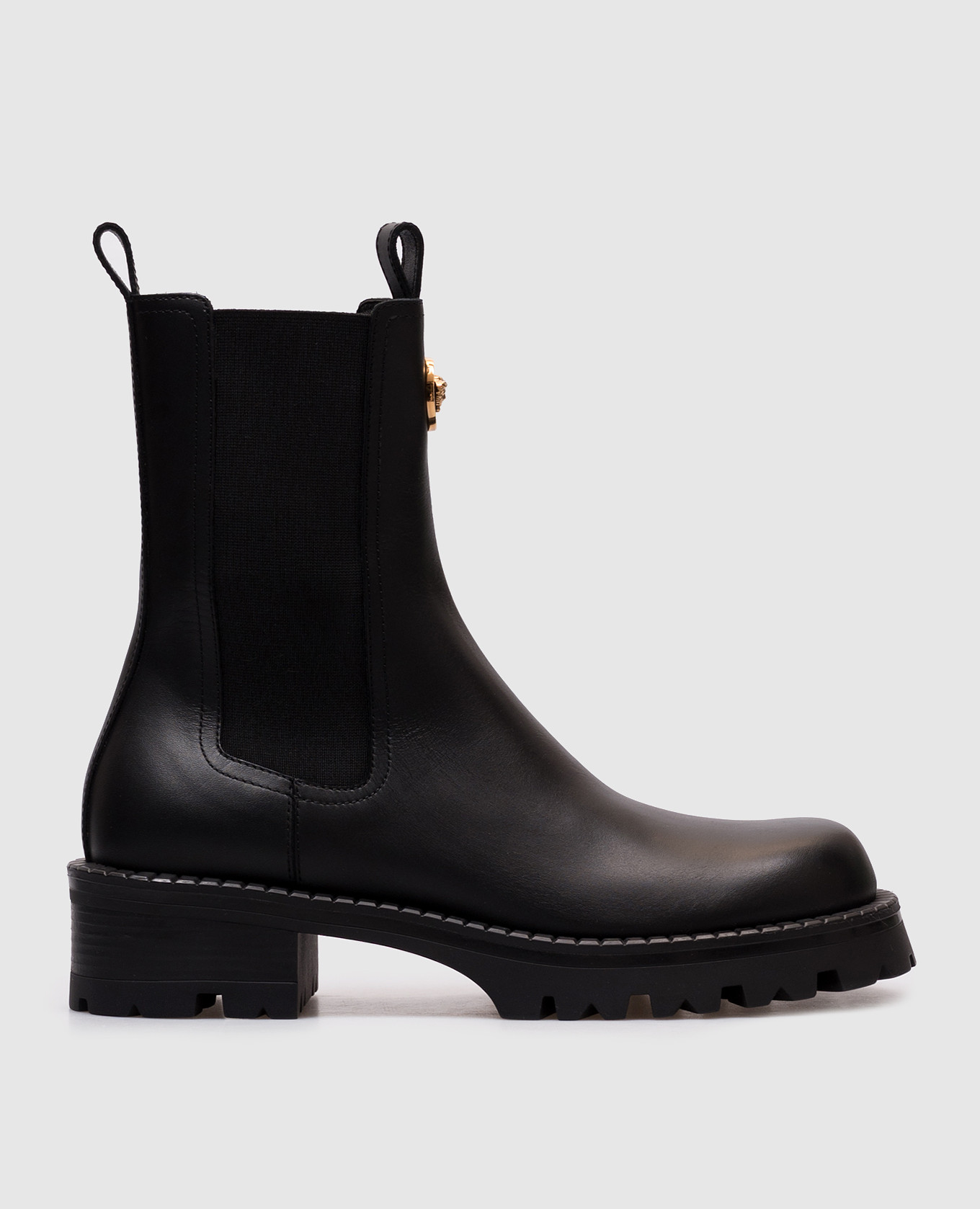 

Alia black leather chelsea boots Versace