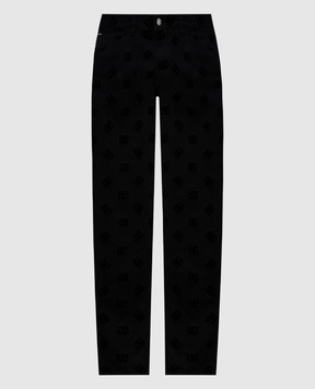 Dolce&Gabbana Black slim jeans with DG monogram logo texture pattern GY07CDG8MN6