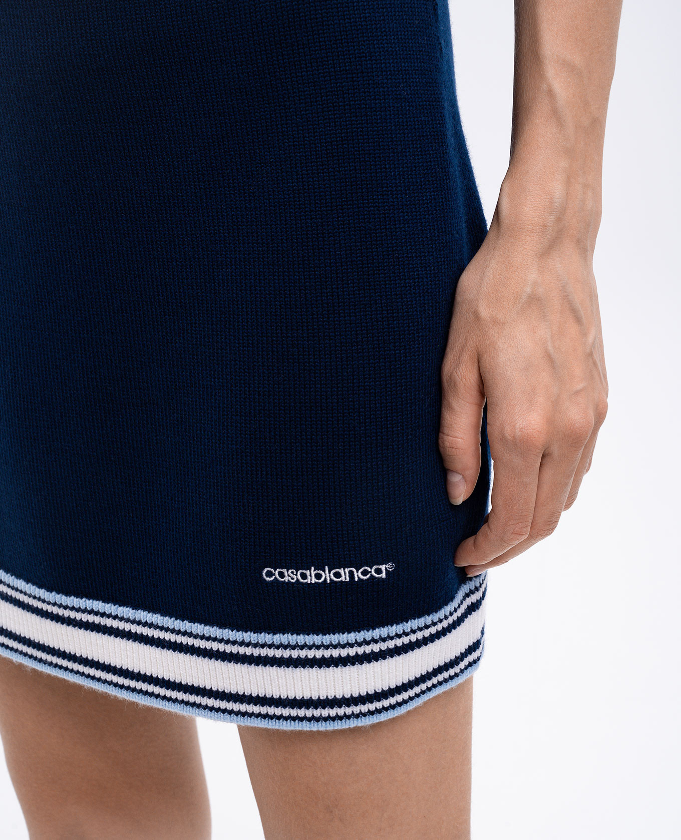 Blue merino wool mini skirt with logo Casablanca 5
