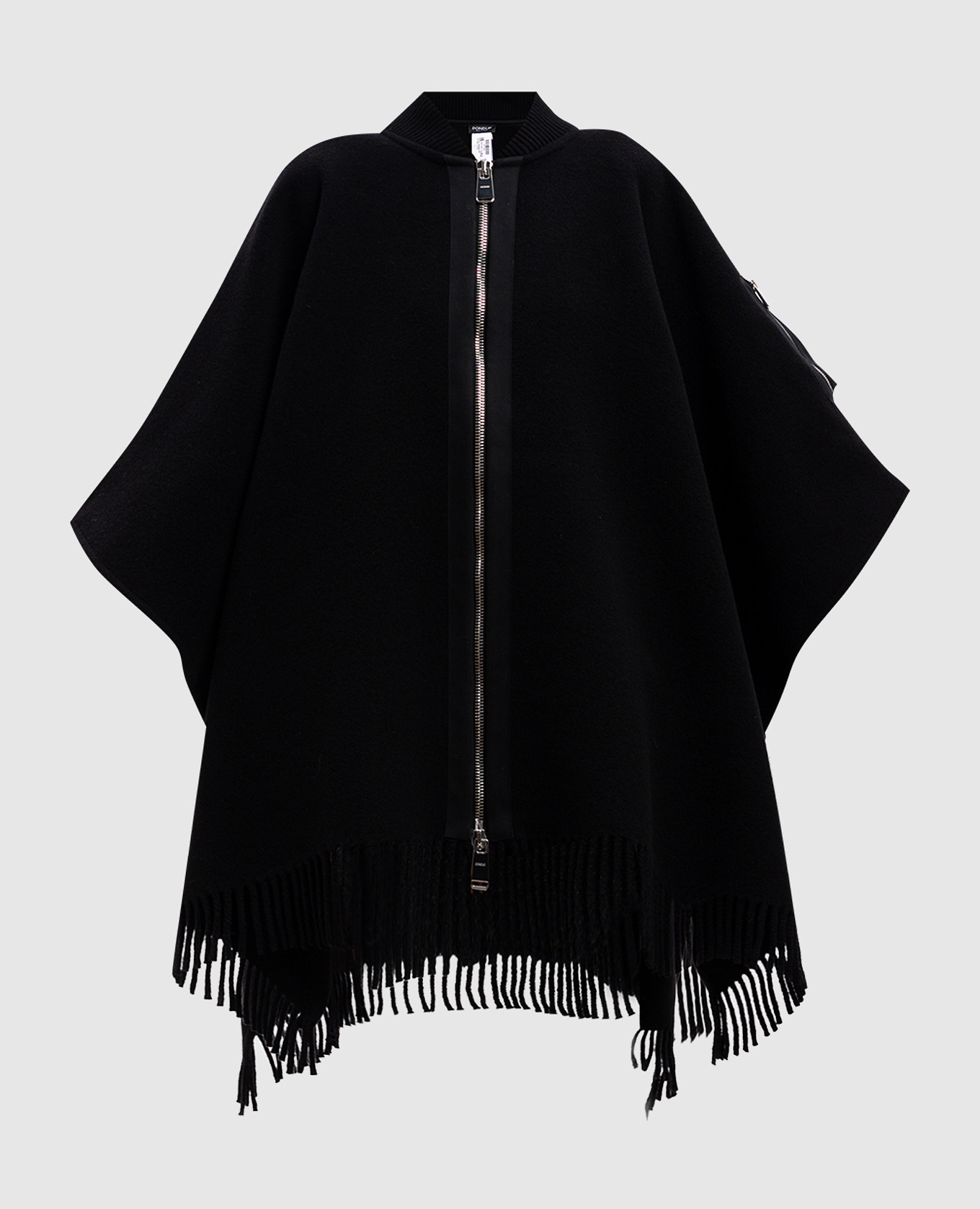 Black wool cape with logo dondup