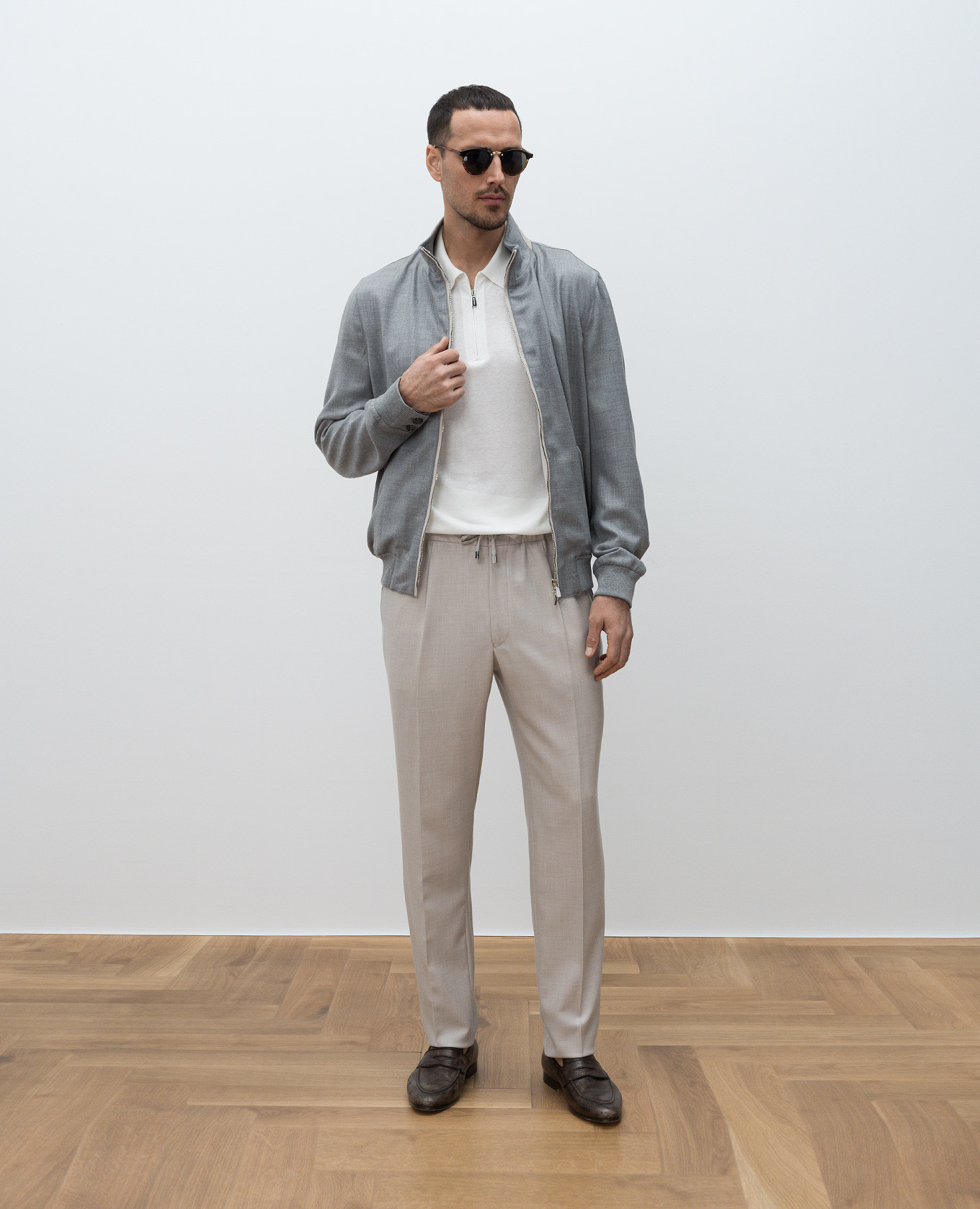 

White silk polo shirt with logo Enrico Mandelli