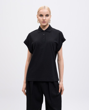 Saint Laurent Black polo with embroidered monogram logo 824091Y37HC