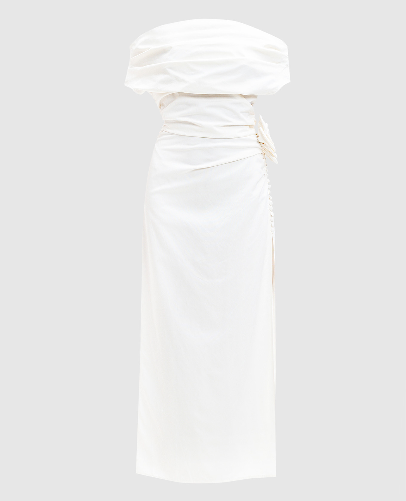 

White silk maxi dress with textured floral appliqué Magda Butrym