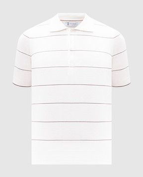 Brunello Cucinelli White striped polo shirt M29805305