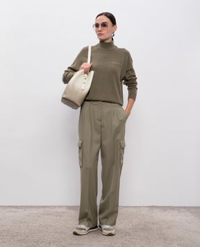 Peserico Khaki wool cargo pants P0457003472