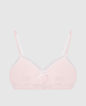 Story Loris Children's pink ribbed top with lace 35369