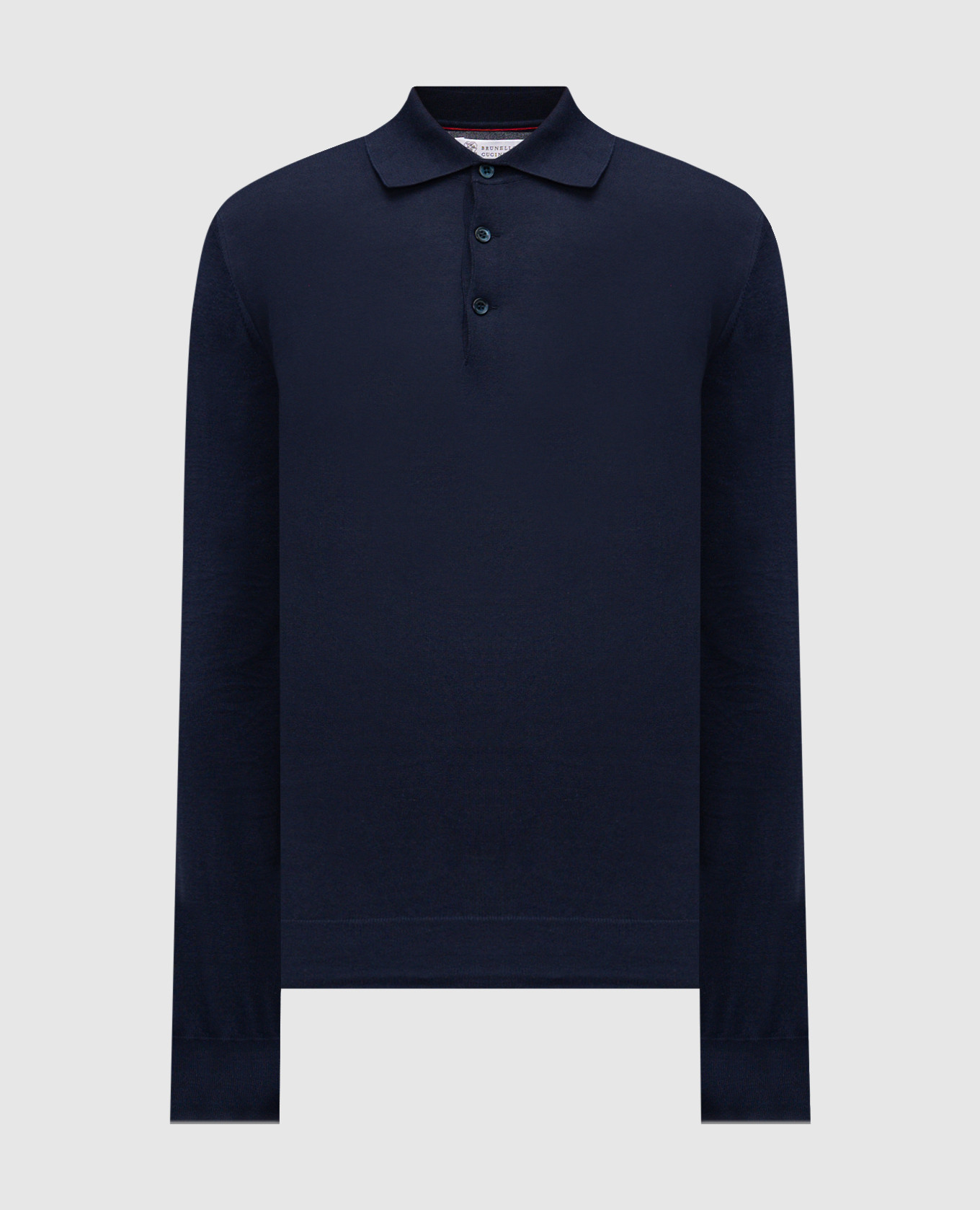 Blue long-sleeved polo shirt Brunello Cucinelli