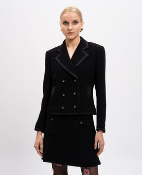 Dolce&Gabbana Black double-breasted wool and silk jacket F29ANTFU2TZ
