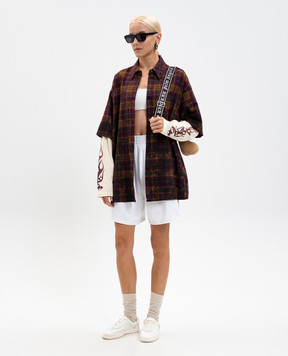 Palm Angels Burgundy double-check shirt PWGE027F25FAB001