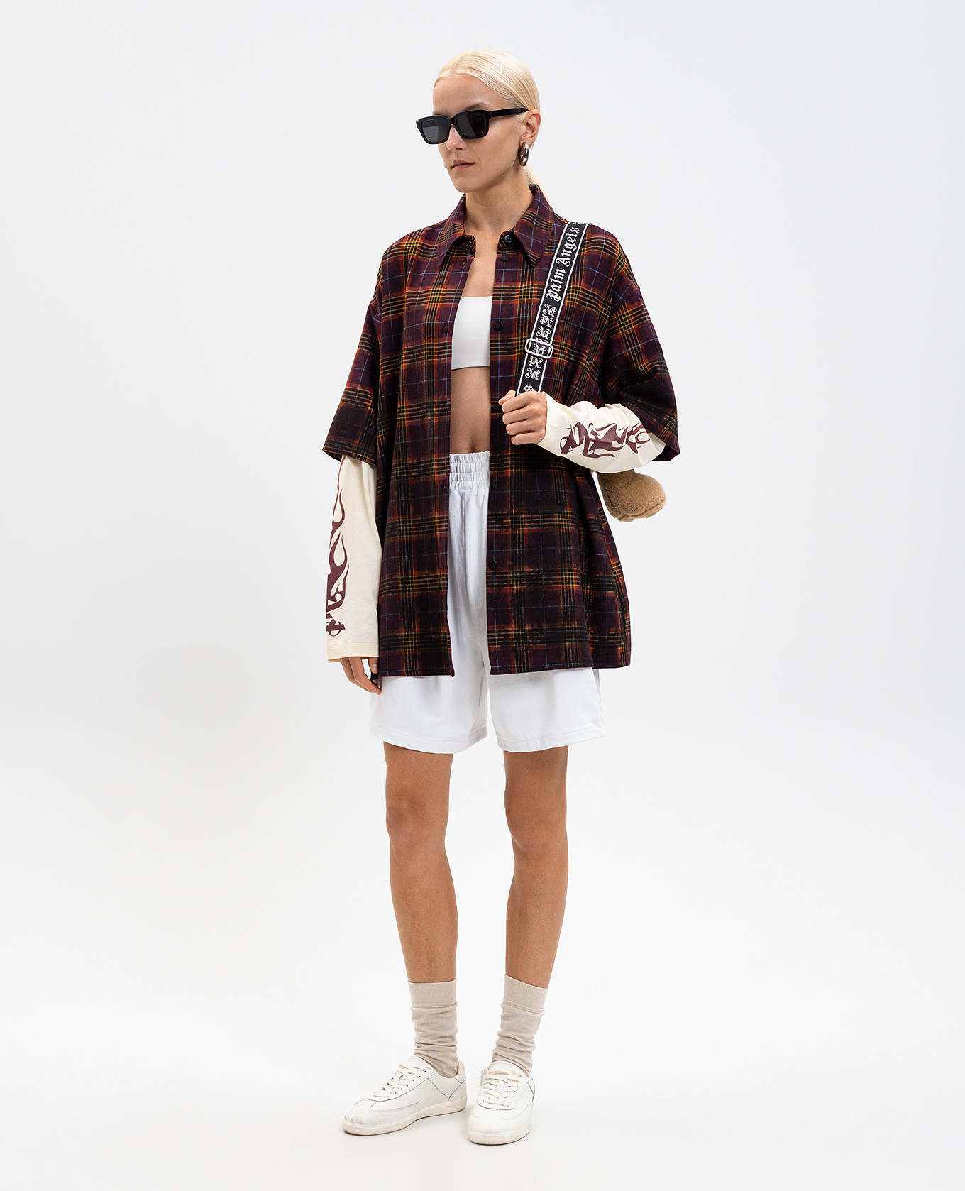 Burgundy double-check shirt Palm Angels 2