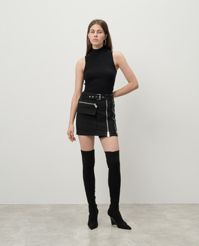 Dondup Black Gonna skirt with wool and metallic logo G573TS0009DXXX