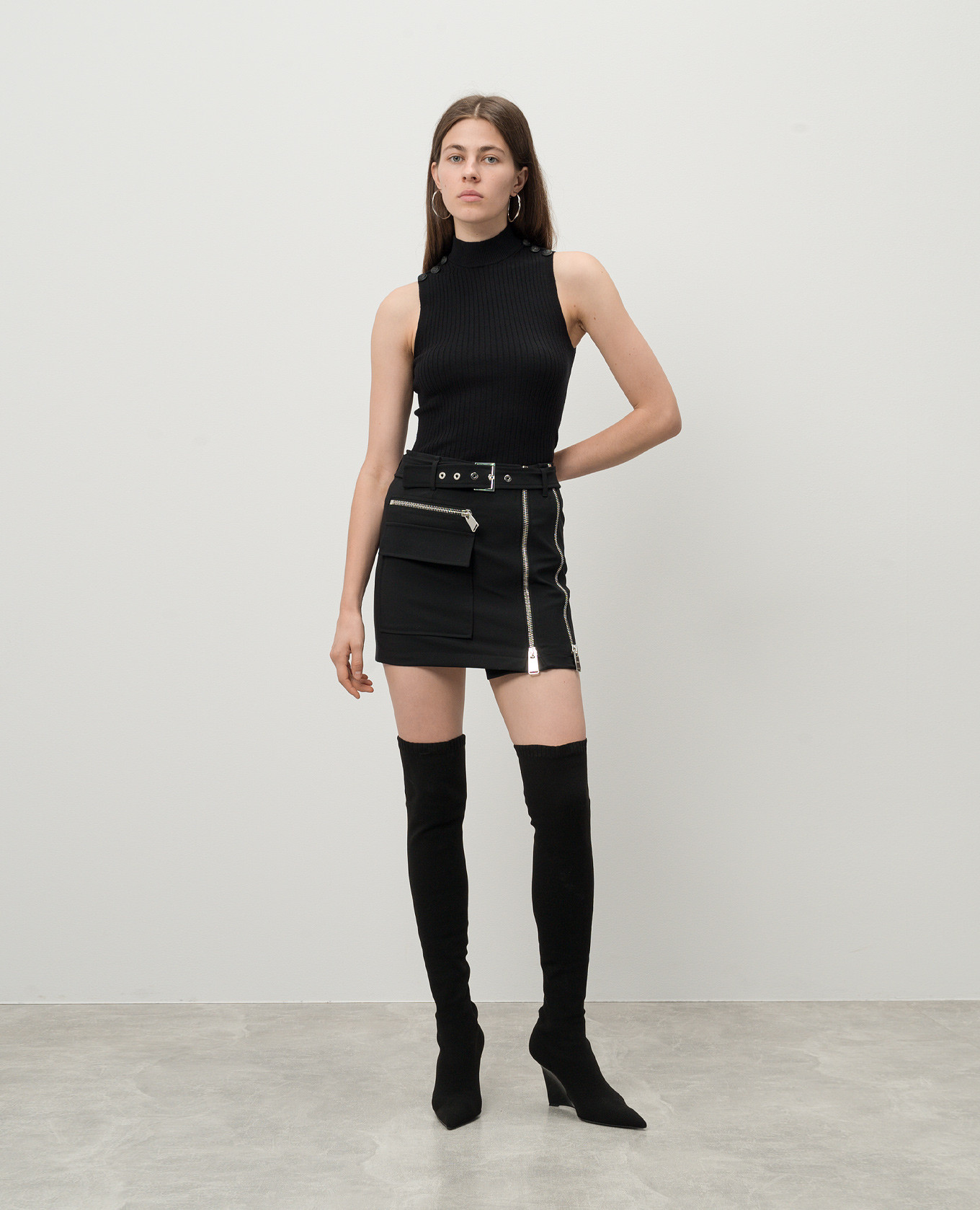 

Black Gonna skirt with wool and metallic logo Dondup