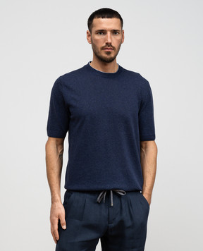 Cashmere&Whiskey Blue linen and cashmere T-shirt MU9322318455R