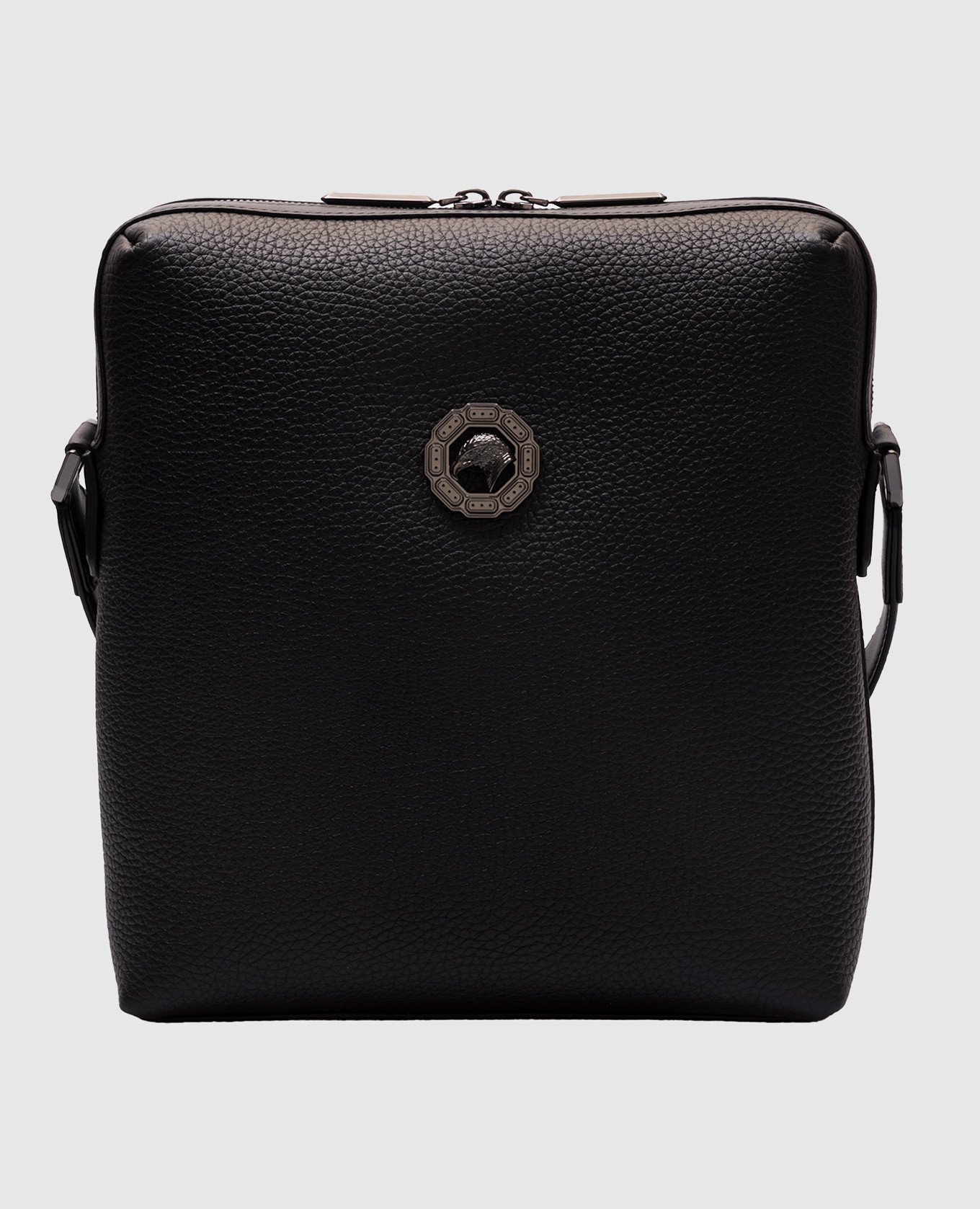

Black leather bag with textured emblem Stefano Ricci