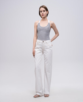 Off-White Gray ribbed top with lurex OWAD25SS25JER002