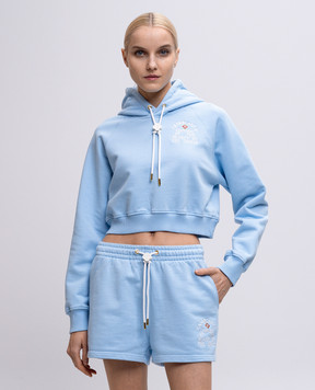 Casablanca Blue cropped hoodie with embroidery WS25JTP36301