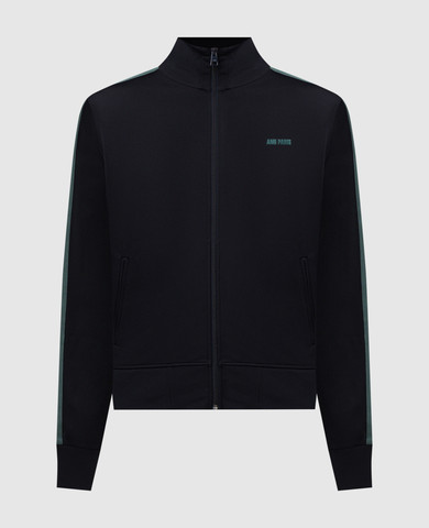 Ami Paris - Black leather jacket with textured logo UJK038LH0044