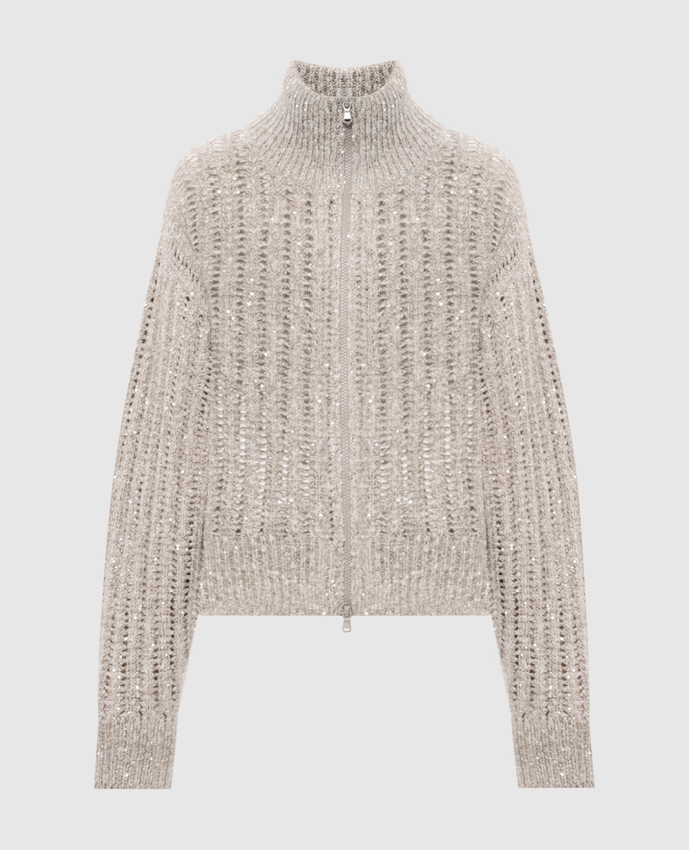 

Beige wool and cashmere cardigan with sequins Brunello Cucinelli