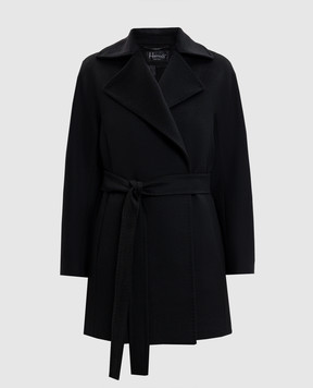 Heresis Black wool coat with a smell M6280G400