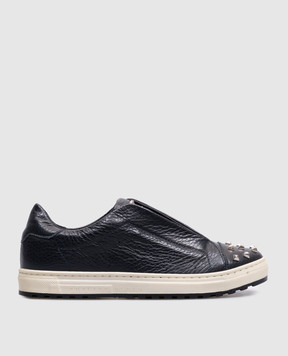 Philipp Plein Children's blue leather sneakers with metal rivets BSC00152734
