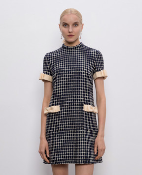Valentino Blue tweed dress with checked wool 7B3VAFH79E4