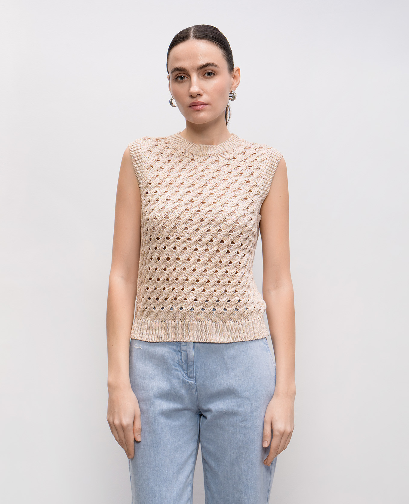 

Beige openwork top with sequins Peserico