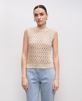 Peserico Beige openwork top with sequins S98165F03A9110