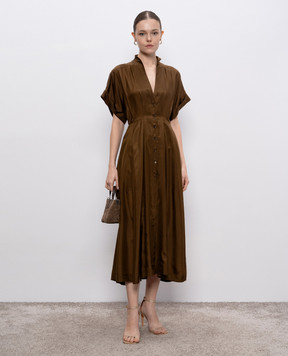 Philosophy di Lorenzo Serafini Brown silk shirt dress A04502116