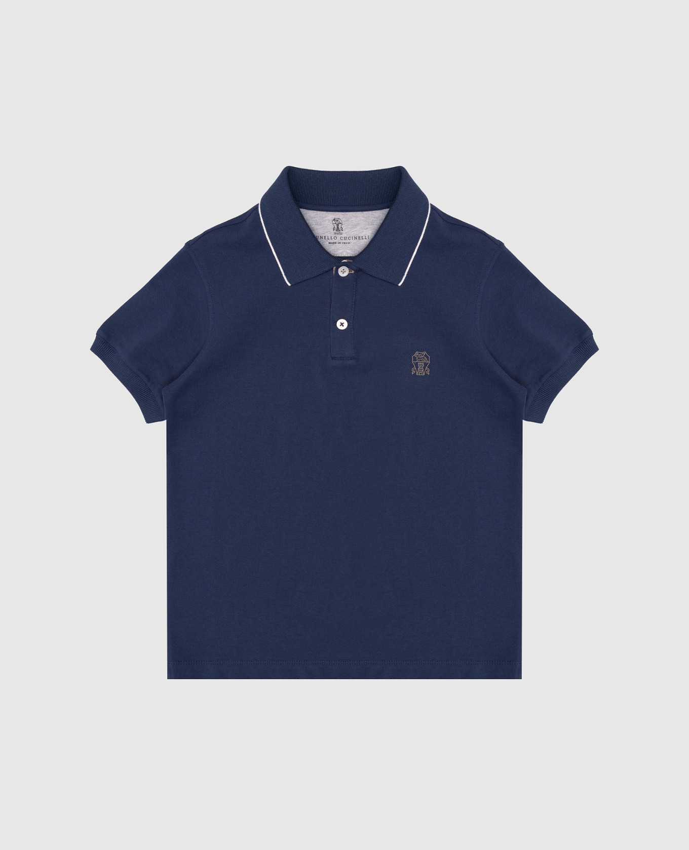 

Children's blue polo shirt with logo emblem Brunello Cucinelli