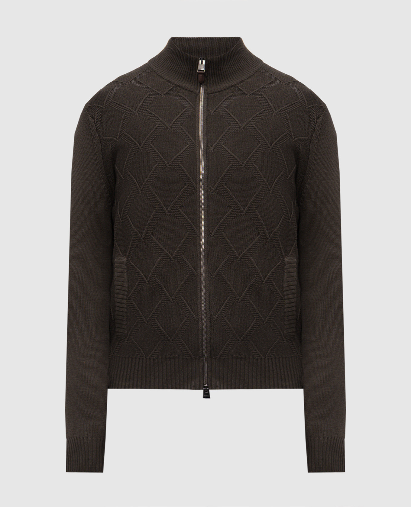 

Brown patterned merino wool cardigan Canali