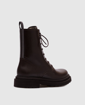 Brunello Cucinelli Brown leather boots with a monil chain MZOLG3036P