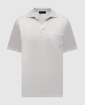 Sease Gray melange polo shirt with linen TP030TJ221