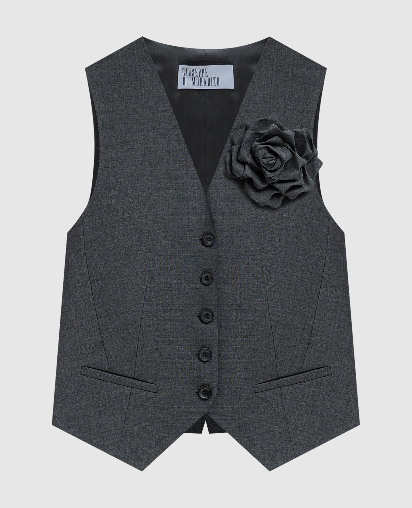 Gray vest made of wool with a brooch Giuseppe Di Morabito Milano, Grey
