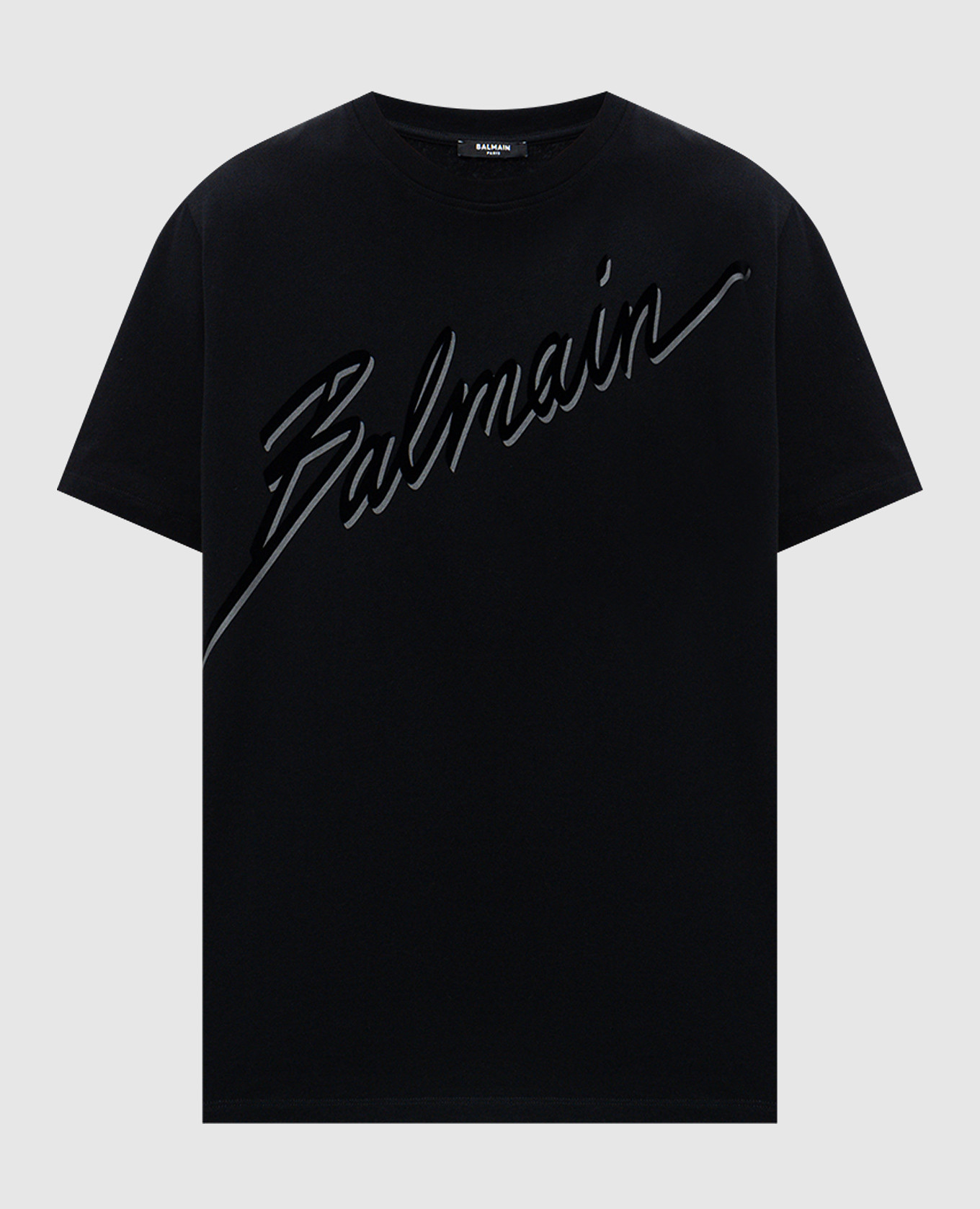 Balmain Black T-shirt with textured branded…