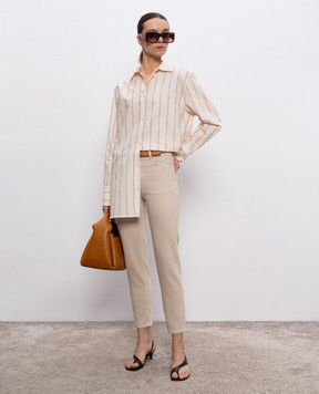 Toteme Beige slim jeans with logo patch 244WRB0222FB0083
