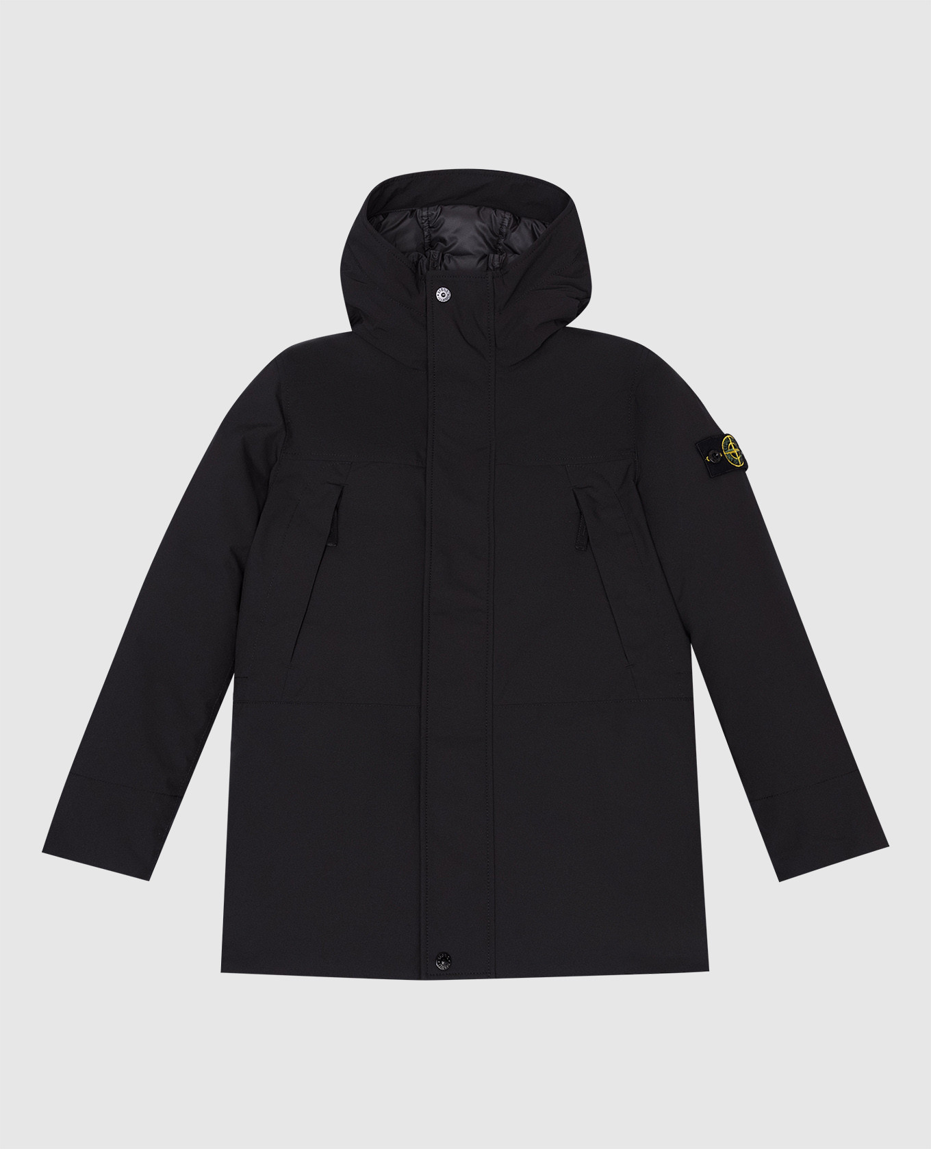 

Black puffer jacket with logo patch Stone Island