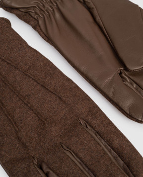 Peserico Brown combination gloves with wool R77003C0CC651