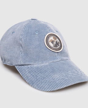 Brunello Cucinelli Children's blue corduroy cap with patch BY499W330C