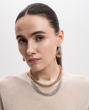 Peserico Beige earrings with beads S35442C0CC447
