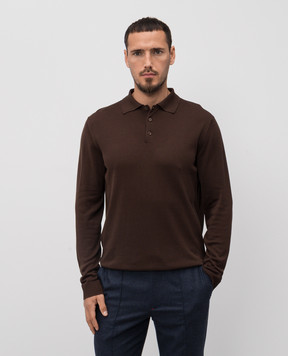 ISAIA Brown silk polo shirt MG8327Y0470