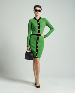 Balmain Green skirt in a textured pattern CF0LC009KG41