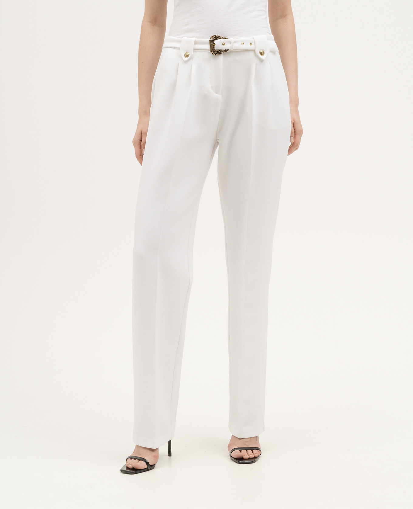 

White pants with a belt Versace Jeans Couture
